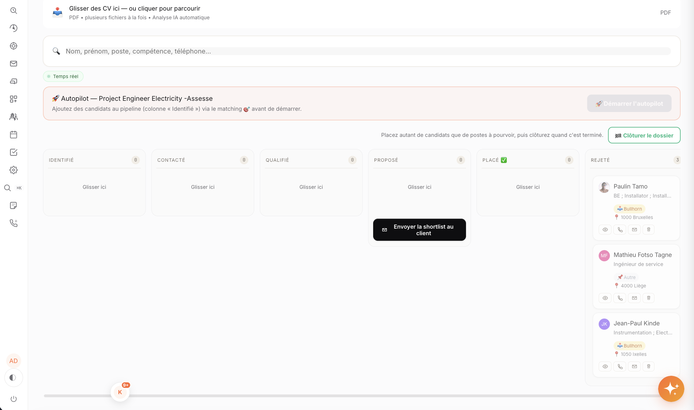 Pipeline kanban Profilio et autopilot par dossier